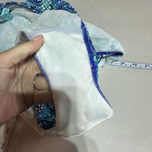 SPANX Assets FIESTA BLUE PATTERNED HALTER 1 PC BATHING SUIT SWIMSUIT XL - Picture 8 of 9